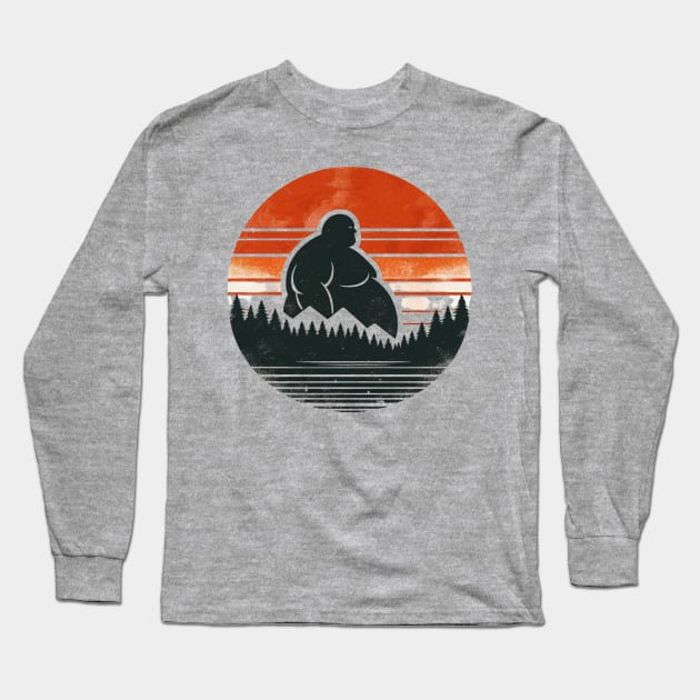 Fat Guy Sunset | Large Man Funny Sunset and Mountains Outdoors Long Sleeve T-Shirt by blueduckstuff